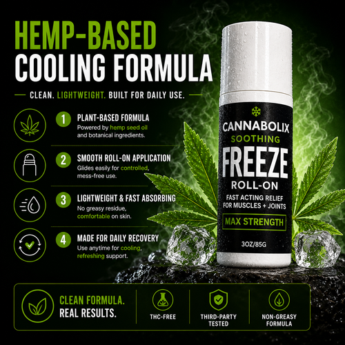 Cannabolix Soothing Freeze Gel - Roll On Essential Oil & Terpene Based Pain Relief Treatment