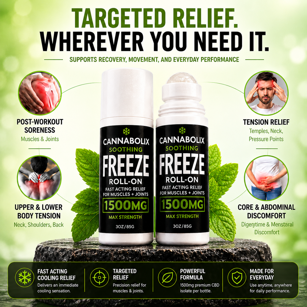 Soothing Freeze Roll On Relief Gel - 1500mg CBD