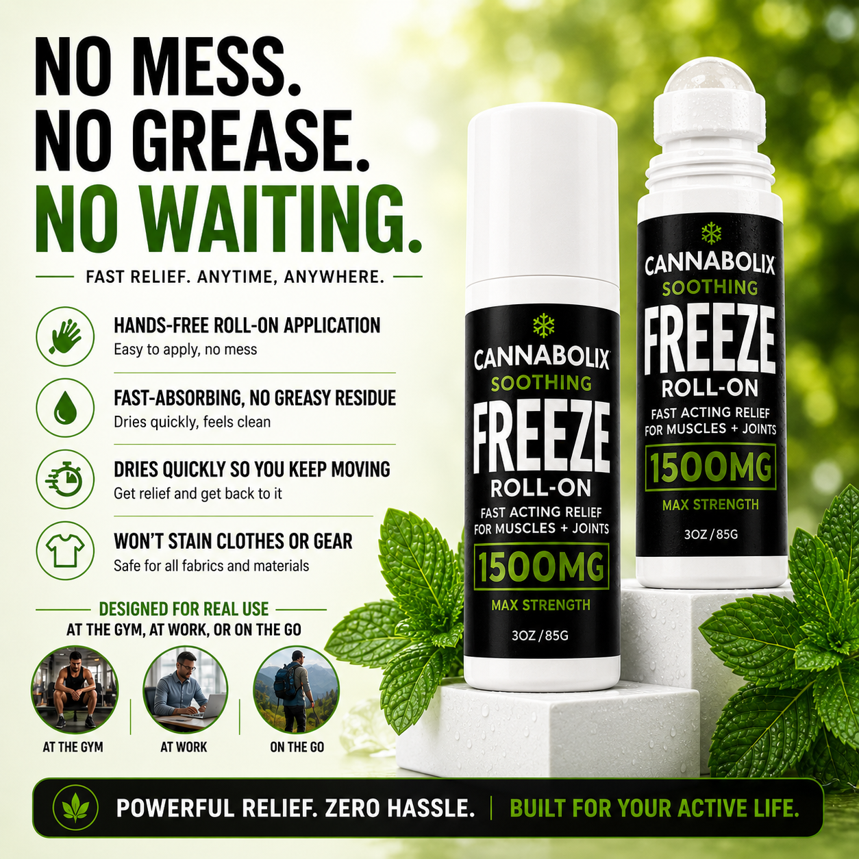 Soothing Freeze Roll On Relief Gel - 1500mg CBD